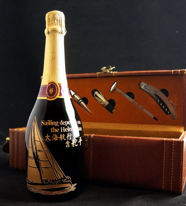 Single-bottle Artificial Leather box with Wine Accessories