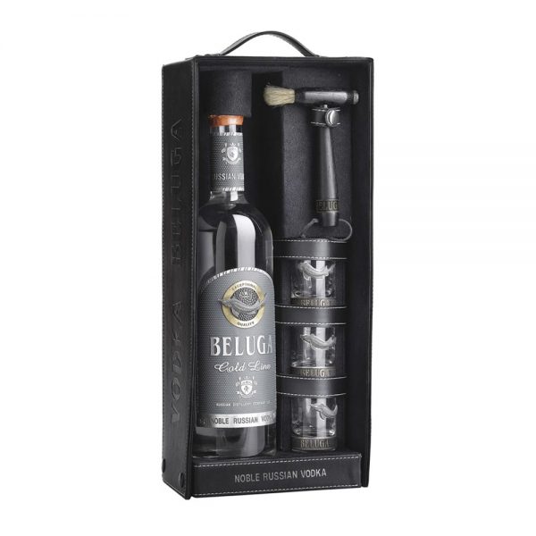 Beluga Gold Line Vodka with Shot Glasses 700mL