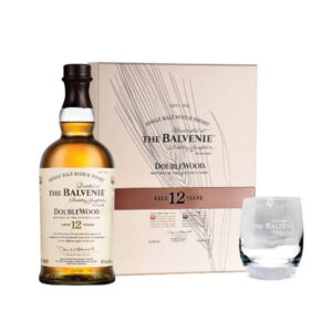 The Balvenie Double Wood 12 Years Single Malt Whisky 700mL + 1 x Branded Glass (Gift Box Set)